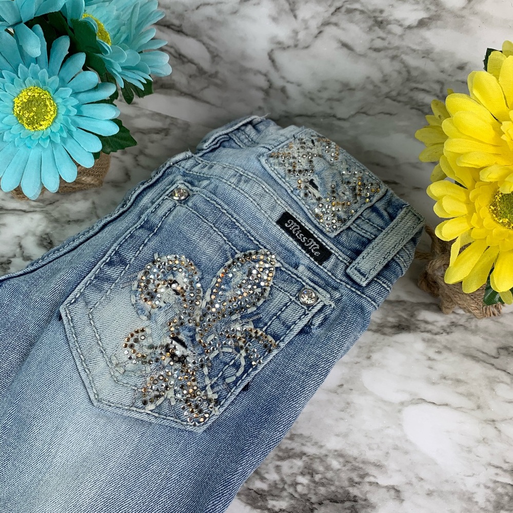 Girls Miss Me Distressed Embellished Jeans